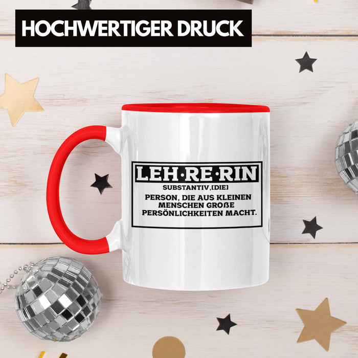 Lehrerin Tasse Abschiedsgeschenk für Lehrerinnen Geschenkidee Abschied Rot Trendation