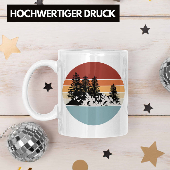 Retro Wald Tasse Geschenk Outdoor Natur Berge Weiß Trendation