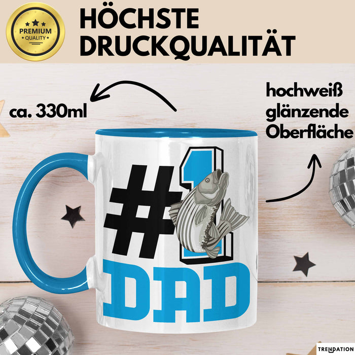 Fischer Nummer 1 Dad Vater Tasse Geschenk Angler Papa Geschenkidee Bester Papa Der Welt Vatertag Lustige Geschenkidee Blau Trendation