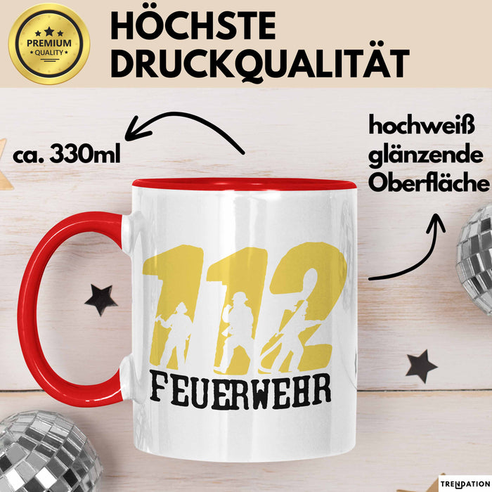 Feuerwehr Tasse Geschenk Für Feuerwehrmann Geschenkidee Hydrant 112 Rot Trendation