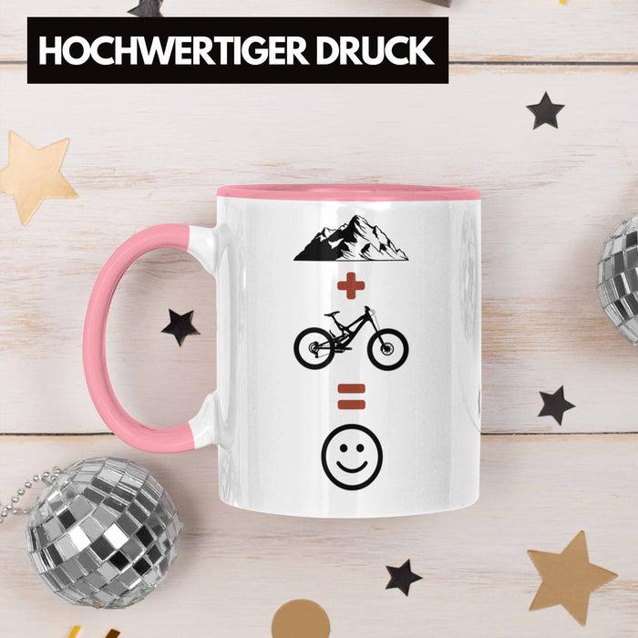 Mountainbike Tasse Geschenk Berge Downhill MTB Fahrer Geschenkidee Rosa Trendation