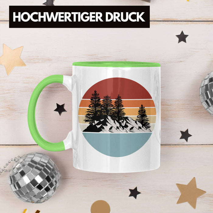 Retro Wald Tasse Geschenk Outdoor Natur Berge Grün Trendation