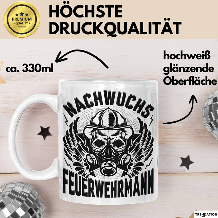 Nachwuchs Feuerwehrmann Tasse Geschenk Jungs Jungen Geschenkidee Freiwillige Feuerwehr Kaffee-Becher Weiß Trendation