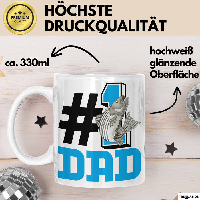 Fischer Nummer 1 Dad Vater Tasse Geschenk Angler Papa Geschenkidee Bester Papa Der Welt Vatertag Lustige Geschenkidee Weiß Trendation