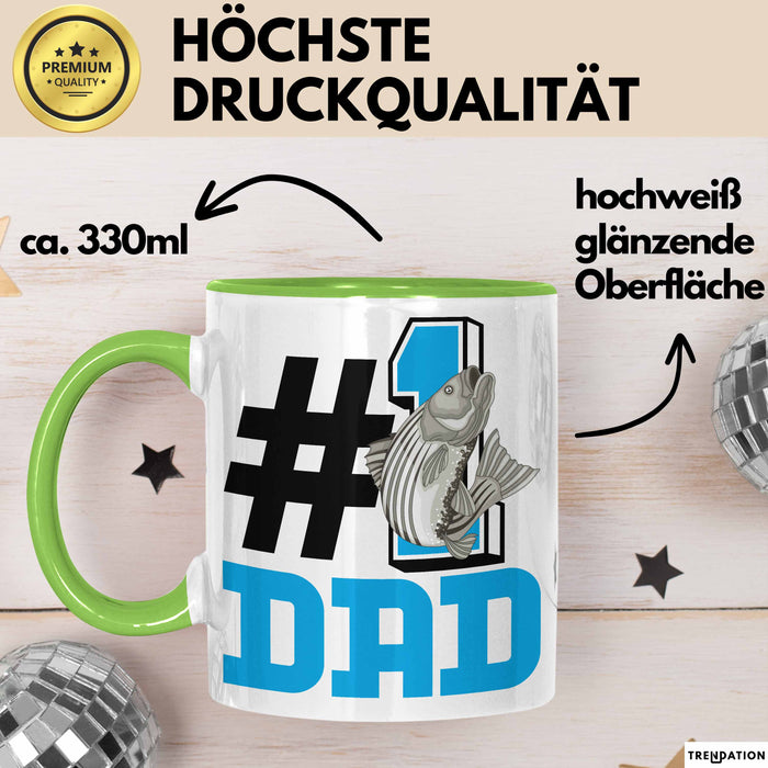 Fischer Nummer 1 Dad Vater Tasse Geschenk Angler Papa Geschenkidee Bester Papa Der Welt Vatertag Lustige Geschenkidee Grün Trendation