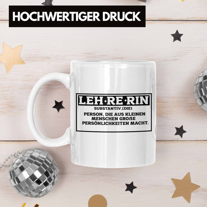 Lehrerin Tasse Abschiedsgeschenk für Lehrerinnen Geschenkidee Abschied Weiß Trendation