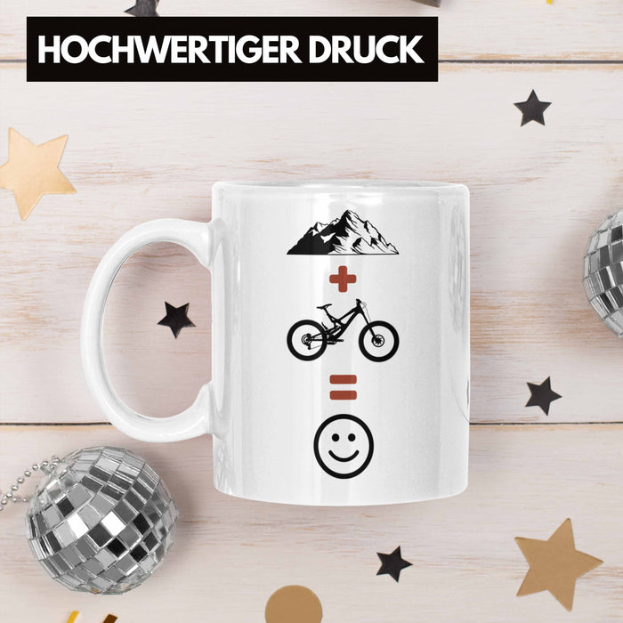 Mountainbike Tasse Geschenk Berge Downhill MTB Fahrer Geschenkidee Weiß Trendation