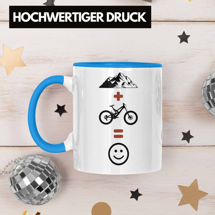 Mountainbike Tasse Geschenk Berge Downhill MTB Fahrer Geschenkidee Blau Trendation