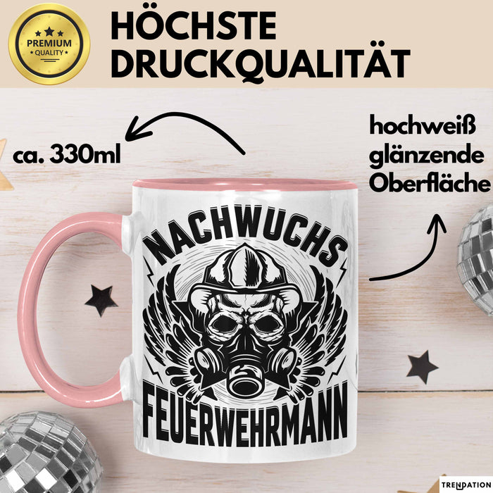 Nachwuchs Feuerwehrmann Tasse Geschenk Jungs Jungen Geschenkidee Freiwillige Feuerwehr Kaffee-Becher Rosa Trendation
