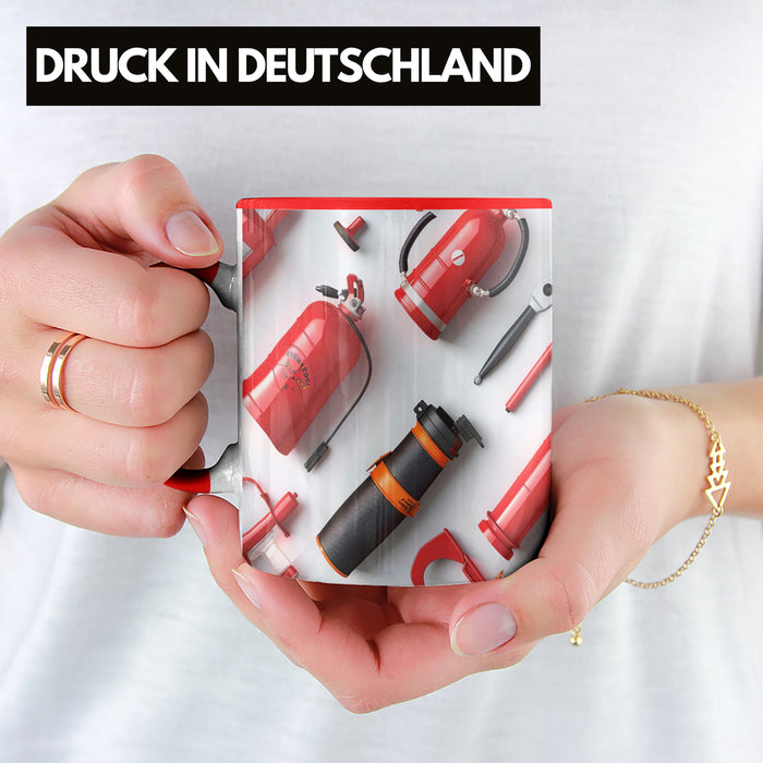 Feuerwehr Tasse Geschenk Feuerwehrmann 3D Tasse Rot Trendation