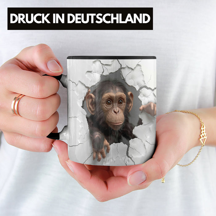 Affen Tasse 3D Chimpansen Kaffee-Becher Geschenkidee Affen-Liebhaber Trendation