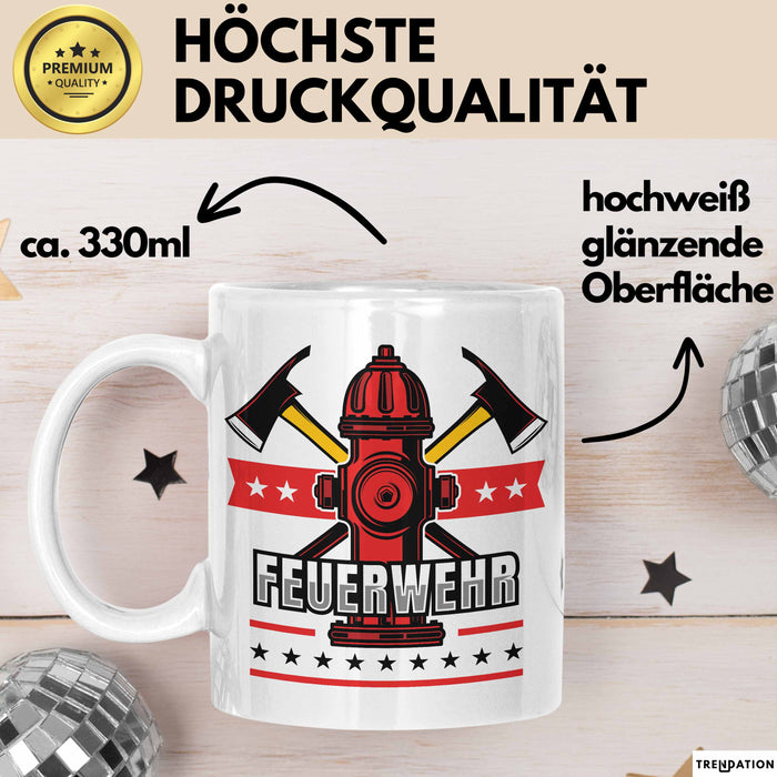 Feuerwehr Tasse Geschenk Für Feuerwehrmann Geschenkidee Hydrant Weiß Trendation