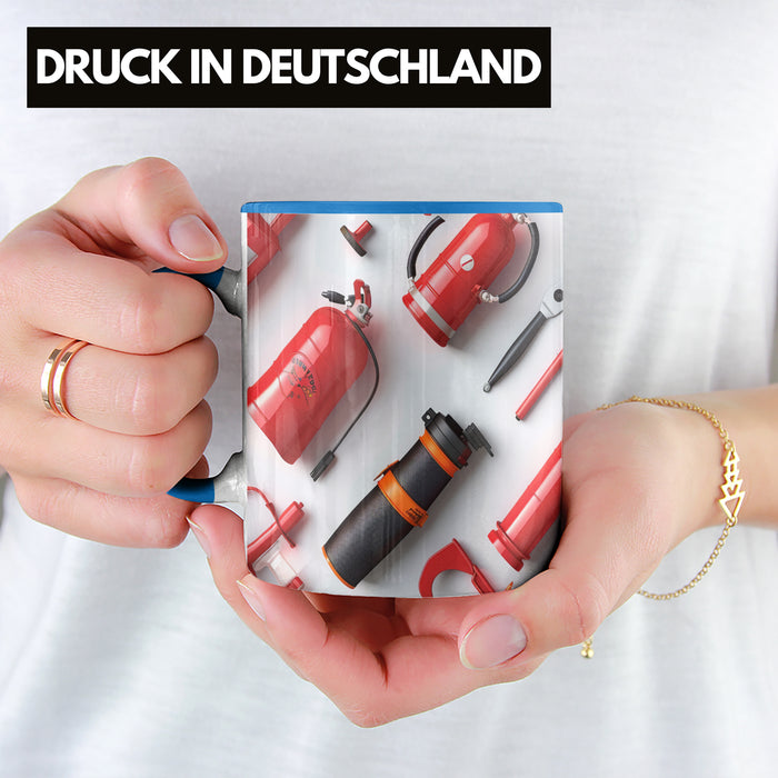 Feuerwehr Tasse Geschenk Feuerwehrmann 3D Tasse Blau Trendation