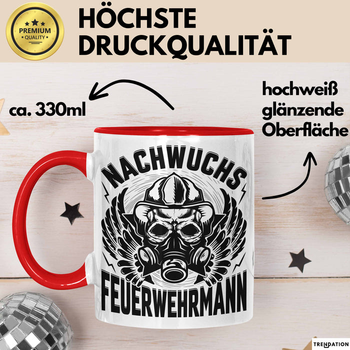 Nachwuchs Feuerwehrmann Tasse Geschenk Jungs Jungen Geschenkidee Freiwillige Feuerwehr Kaffee-Becher Rot Trendation