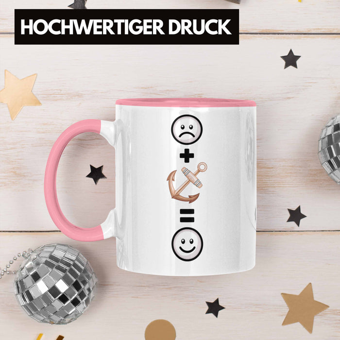 Kapitän Tasse Geschenk für Boots Anker Geburtstag Lustige Geschenkidee :( + Anker = :) Rosa Trendation