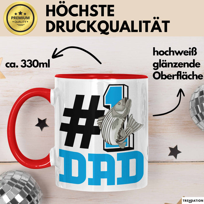 Fischer Nummer 1 Dad Vater Tasse Geschenk Angler Papa Geschenkidee Bester Papa Der Welt Vatertag Lustige Geschenkidee Rot Trendation