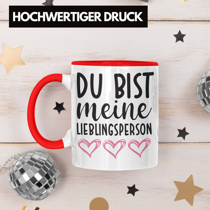 Trendation - Lieblingsmensch Lieblingsperson Tasse Geschenk Beste Freundin Freund Tasse mit Spruch Rot Trendation