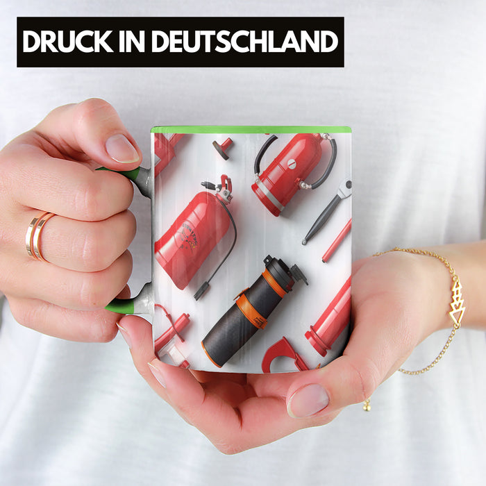 Feuerwehr Tasse Geschenk Feuerwehrmann 3D Tasse Grün Trendation