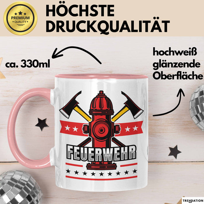 Feuerwehr Tasse Geschenk Für Feuerwehrmann Geschenkidee Hydrant Rosa Trendation