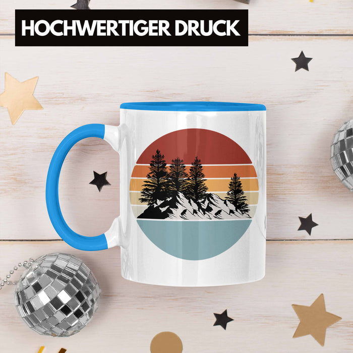 Retro Wald Tasse Geschenk Outdoor Natur Berge Blau Trendation