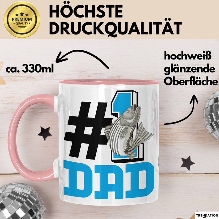 Fischer Nummer 1 Dad Vater Tasse Geschenk Angler Papa Geschenkidee Bester Papa Der Welt Vatertag Lustige Geschenkidee Rosa Trendation