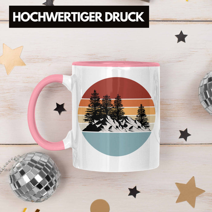 Retro Wald Tasse Geschenk Outdoor Natur Berge Rosa Trendation