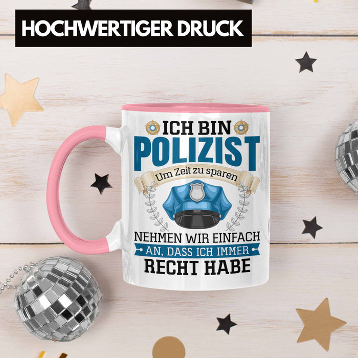 Polizist Tasse Geschenk Lustiger Spruch Männer Bester Polizei Rosa Trendation