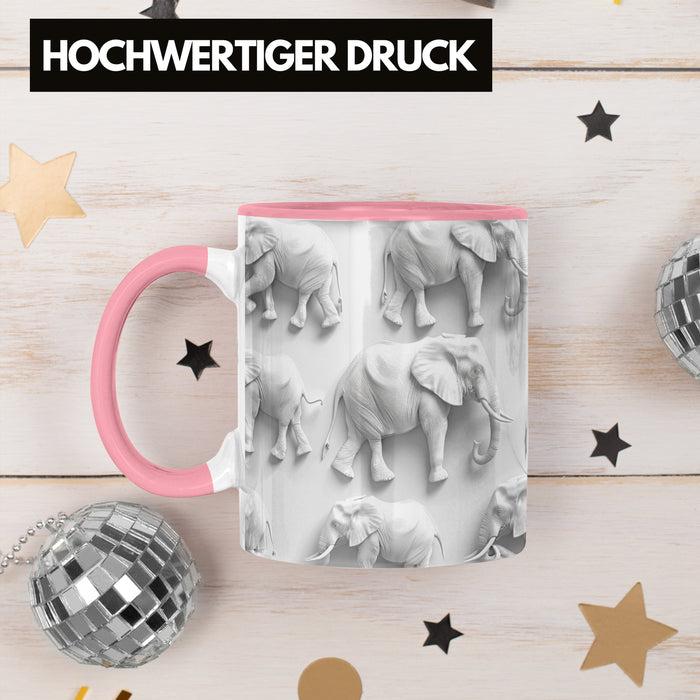 Elefanten 3D Tasse Geschenk Elefanten-Liebhaber Geschenkidee Steine Rosa Trendation