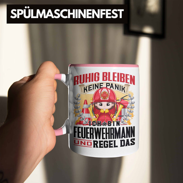 Feuerwehrmann Tasse Geschenk Lustiger Spruch Männer Ruhig Bleiben Feuerwehrmann Geschenkidee Rosa Trendation