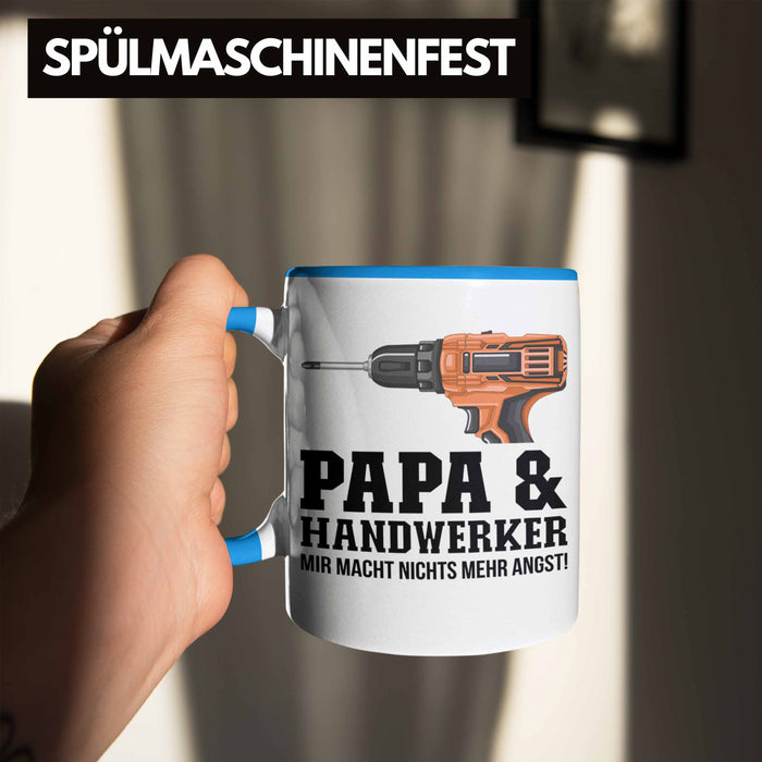 Papa und Handwerker Tasse Geschenkidee Vater für Handwerker Geburtstag Vatertag Spruch Geschenkidee Blau Trendation