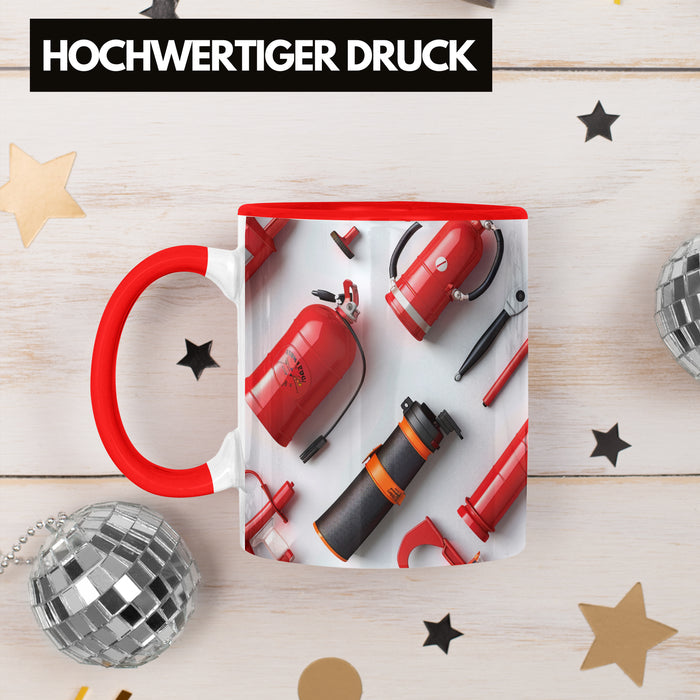 Feuerwehr Tasse Geschenk Feuerwehrmann 3D Tasse Rot Trendation