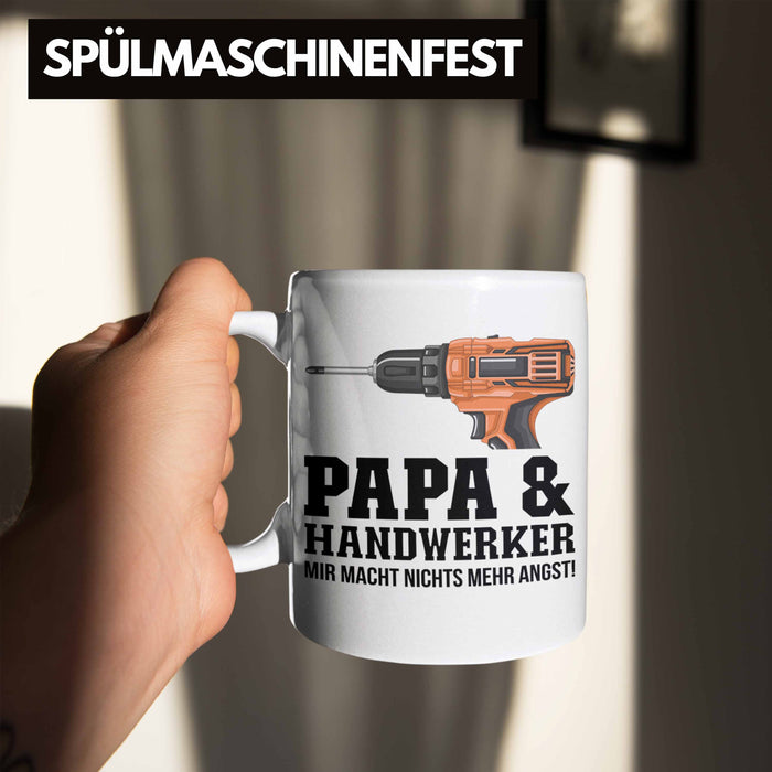 Papa und Handwerker Tasse Geschenkidee Vater für Handwerker Geburtstag Vatertag Spruch Geschenkidee Weiß Trendation