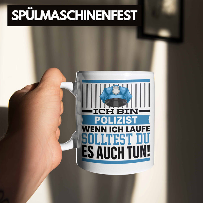 Polizist Tasse Geschenk Spruch Männer Polizei Geschenkidee Wenn Ich Renne Solltest Du Es Auch Weiß Trendation