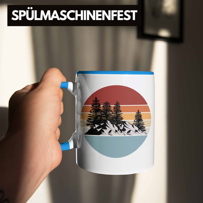 Retro Wald Tasse Geschenk Outdoor Natur Berge Blau Trendation