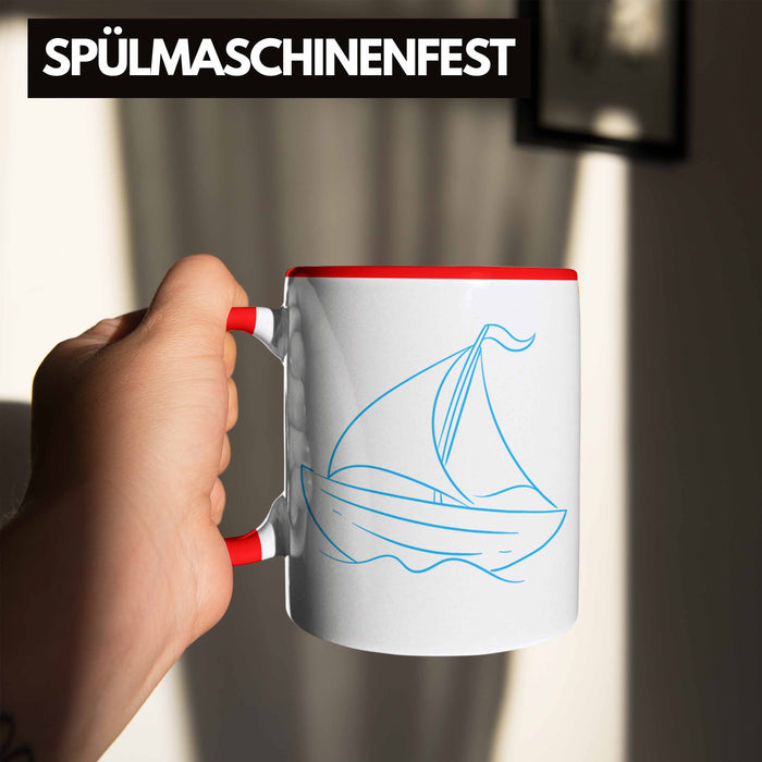 Segelboot Tasse Lustiges Geschenk für Segler Kapitäne Geschenkidee Rot Trendation