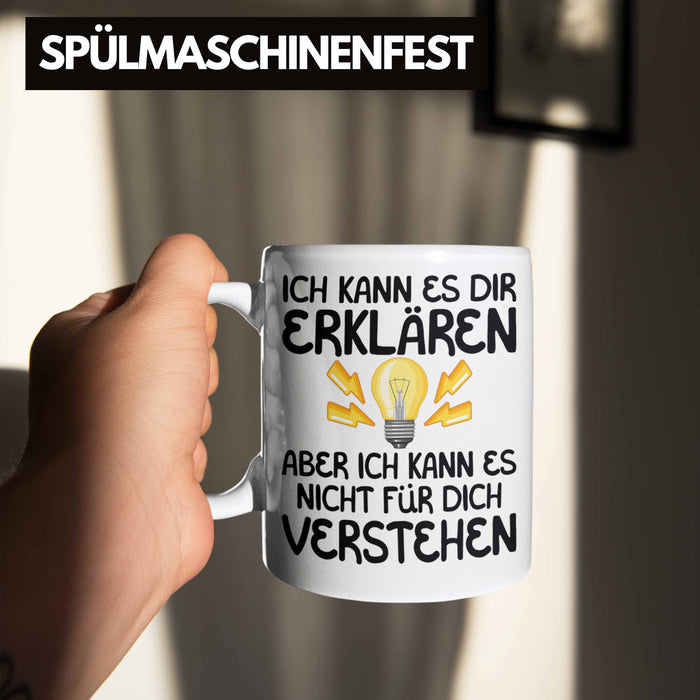 Elektriker Lehrer Geschenk Tasse Lustiger Spruch Geschenkidee für Elektrik Studenten Kaffeetasse Becher Weiß Trendation