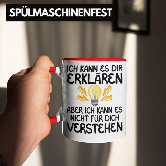 Elektriker Lehrer Geschenk Tasse Lustiger Spruch Geschenkidee für Elektrik Studenten Kaffeetasse Becher Rot Trendation