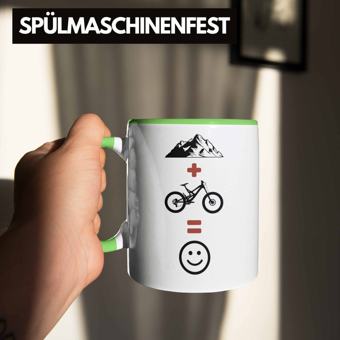 Mountainbike Tasse Geschenk Berge Downhill MTB Fahrer Geschenkidee Grün Trendation