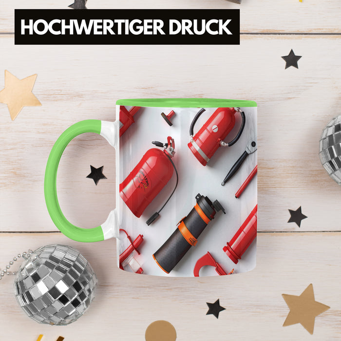 Feuerwehr Tasse Geschenk Feuerwehrmann 3D Tasse Grün Trendation