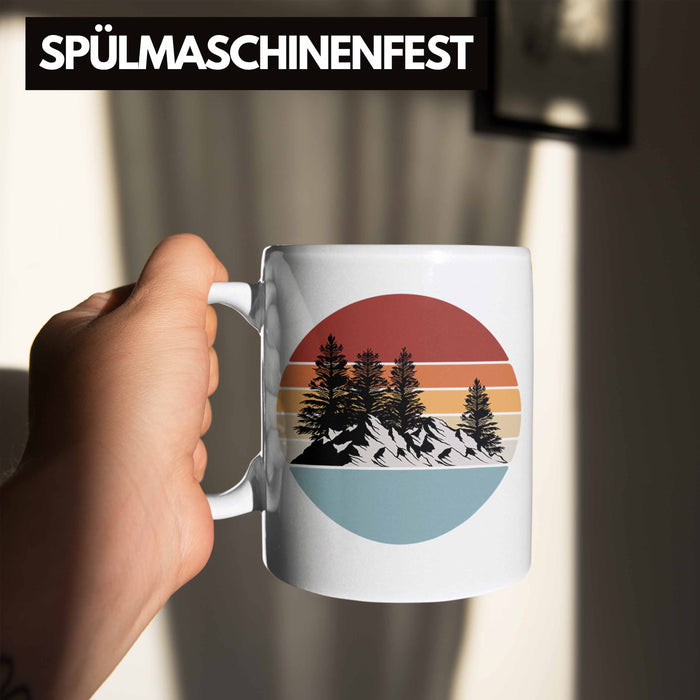 Retro Wald Tasse Geschenk Outdoor Natur Berge Weiß Trendation
