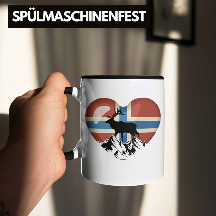 Norwegen Geschenke Tasse Flagge Nordkap Elch Norway Grafik Herz Trendation