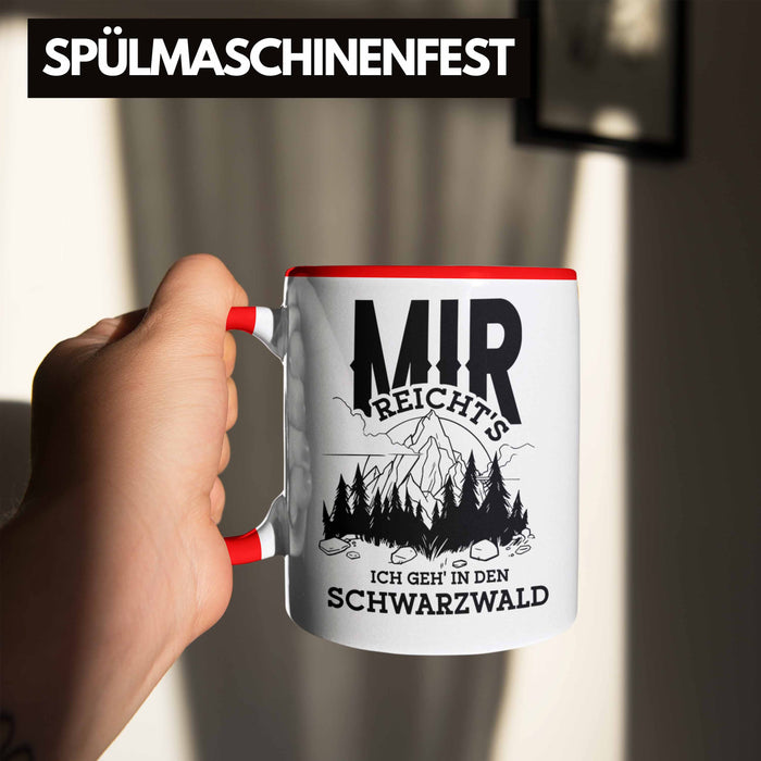 Schwarzwald Wanderer Tasse mit lustigem Spruch - Geschenk für Naturfreunde und Wanderliebhaber Rot Trendation