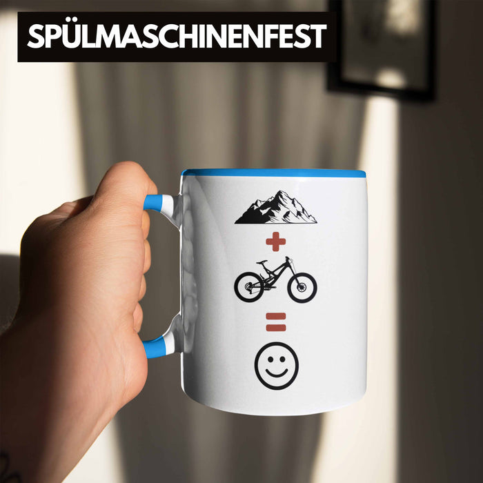 Mountainbike Tasse Geschenk Berge Downhill MTB Fahrer Geschenkidee Blau Trendation