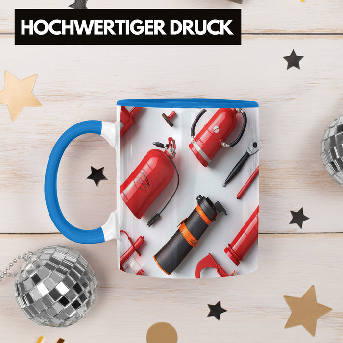 Feuerwehr Tasse Geschenk Feuerwehrmann 3D Tasse Blau Trendation