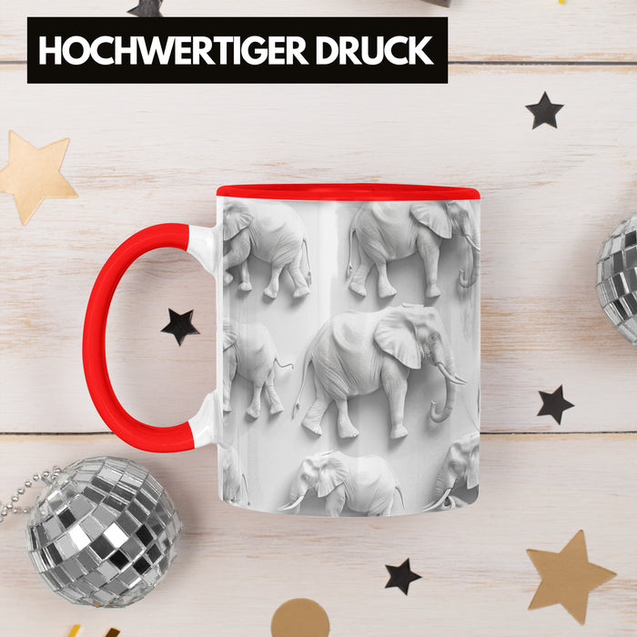 Elefanten 3D Tasse Geschenk Elefanten-Liebhaber Geschenkidee Steine Rot Trendation