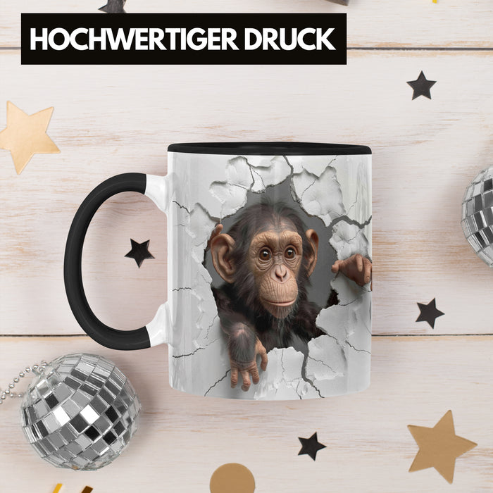 Affen Tasse 3D Chimpansen Kaffee-Becher Geschenkidee Affen-Liebhaber Trendation