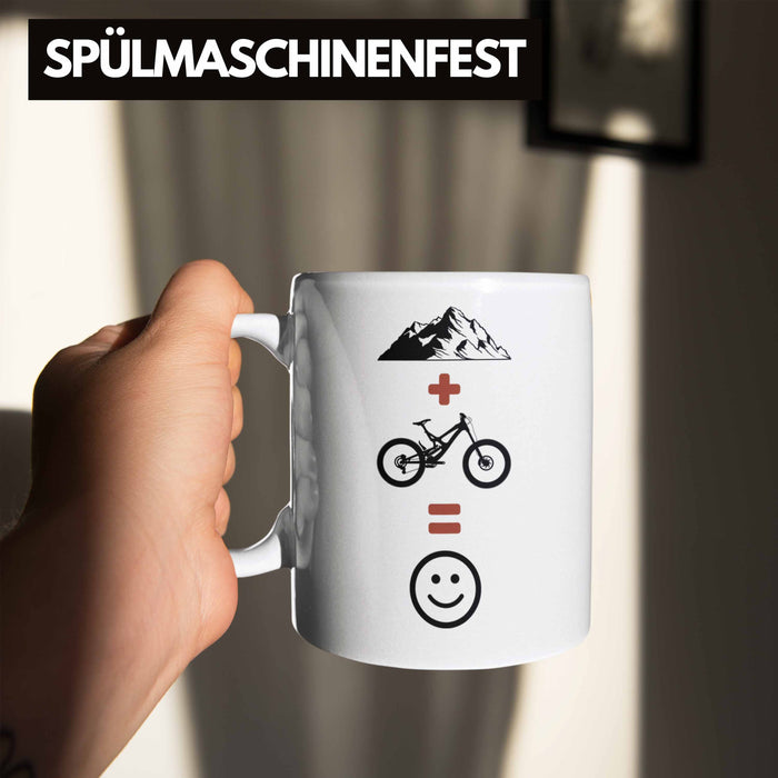 Mountainbike Tasse Geschenk Berge Downhill MTB Fahrer Geschenkidee Weiß Trendation