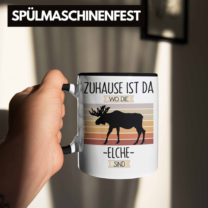 Elche Tasse Geschenk Geschenkidee Lustiger Spruch Zuhause Ist Da Wo Die Elche Sind Kanada Schweden Trendation