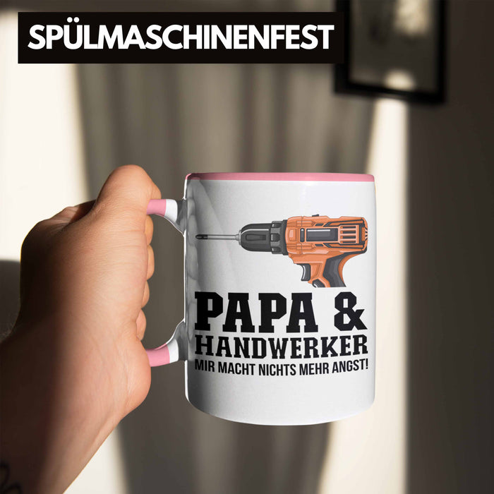 Papa und Handwerker Tasse Geschenkidee Vater für Handwerker Geburtstag Vatertag Spruch Geschenkidee Rosa Trendation