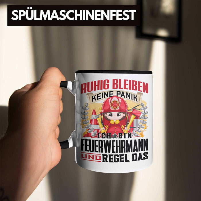Feuerwehrmann Tasse Geschenk Lustiger Spruch Männer Ruhig Bleiben Feuerwehrmann Geschenkidee Trendation